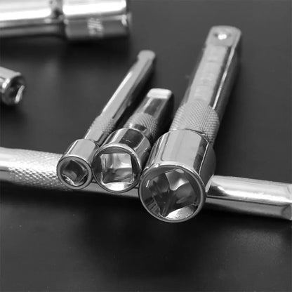 3pcs 1/4 CRV Socket Ratchet Wrench Extension Bar 50mm100mm 150mm