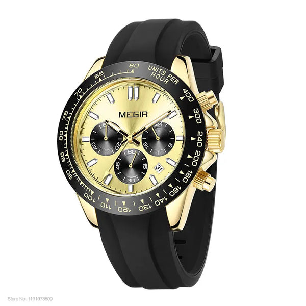 Luxury Sports Quartz Watches Stainless Steel Strap Waterproof Chronograph Wristwatch
