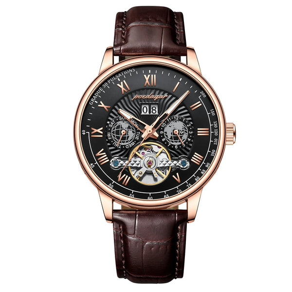 Reloj de cuero luminoso, informal, resistente al agua, con fecha, semana y mes