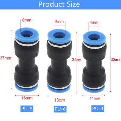 10PCS Pneumatic Fitting Pipe Connector Tube Air Quick Fittings Water Push In Hose Couping
