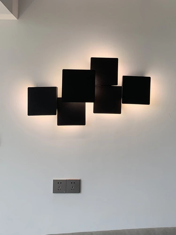 Dimming Simple Black White Square New Modern LED Wall Lamps Living Dining Room