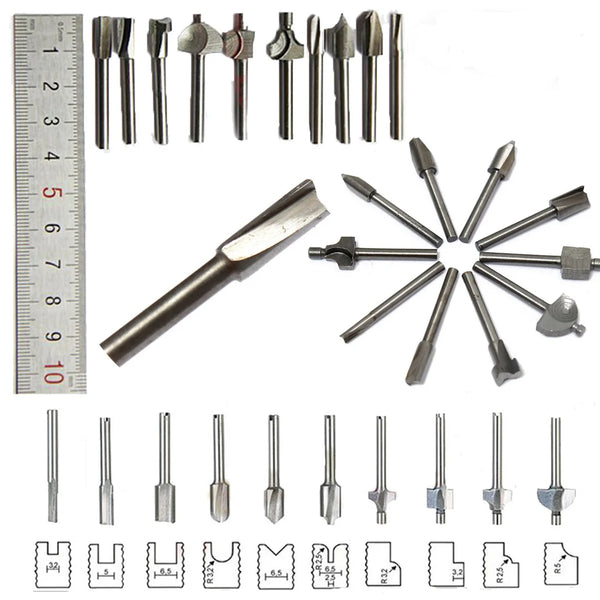 10pcs 1/8 Inch 3.2mm Shank HSS Router Bits