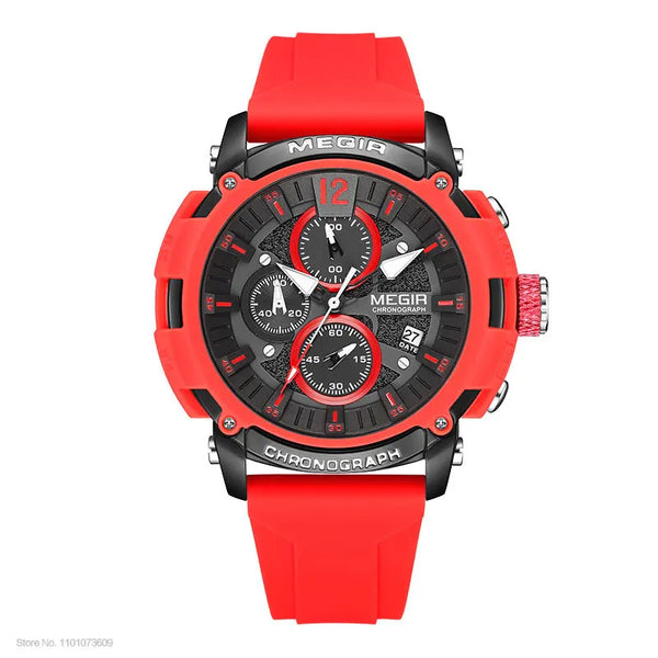 Orange Sport Watches for Men Fashion Waterproof Luminous Chronograph Quartz Wristwatch