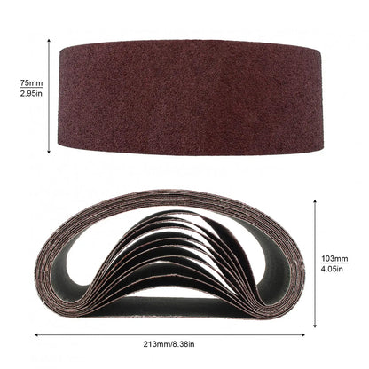 10pcs Sanding Belts 60 Grits Fabric Sander Belt Woodworking Polishing Sand