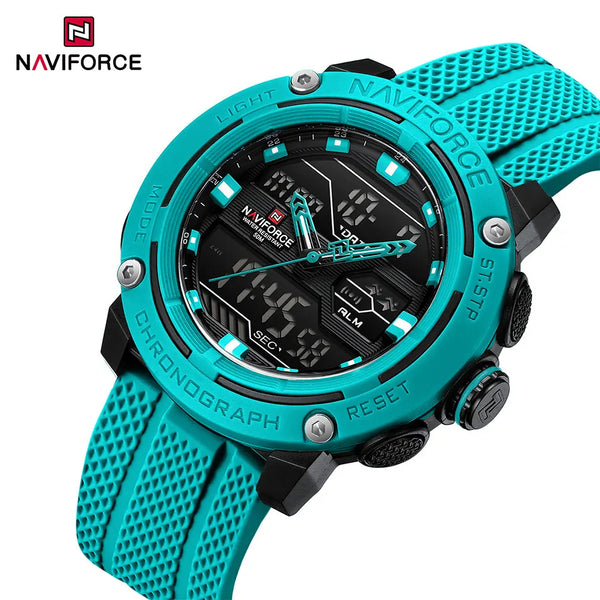 Mens Sports Watches 5ATM Waterproof Dual Display Quartz Wristwatch