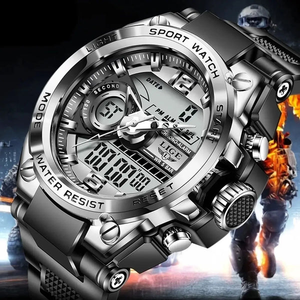 Reloj militar digital para hombre, resistente al agua hasta 50 m, LED, de cuarzo, deportivo.
