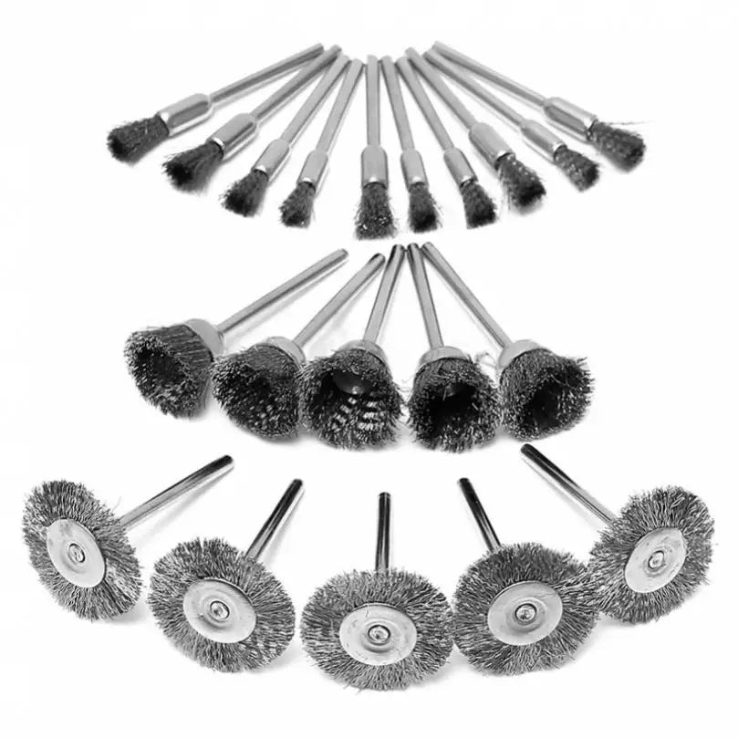 20pcs Stainless Steel Wheel Brushes Rotary Tool with Handle