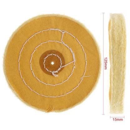 5 Inch T-shaped Yellow Cotton Cloth Polishing Wheel Flannel Mirror Polishing Buffer Cotton Pad 5mm Hole