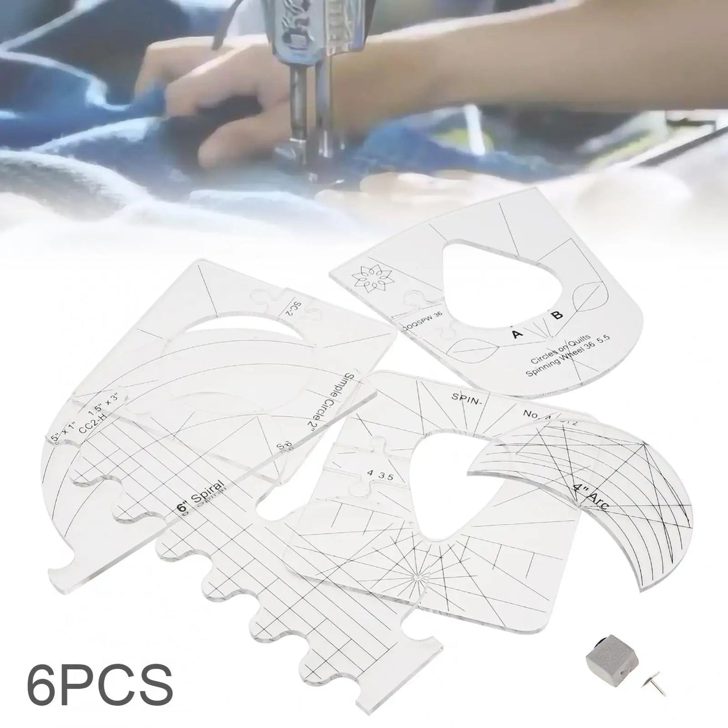 6pcs/11pc Wide Acrylic DIY Patchwork Ruler Quilting Tools
