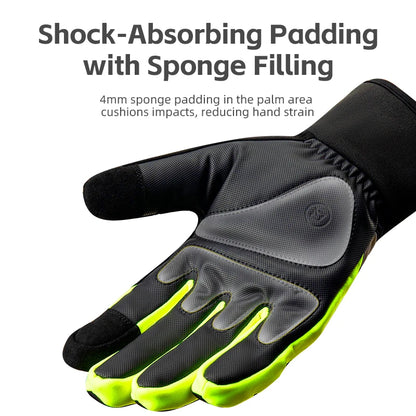 Full Finger Touch Screen PU Leather Non Slip Shock-Absorbing Padding Warm Gloves
