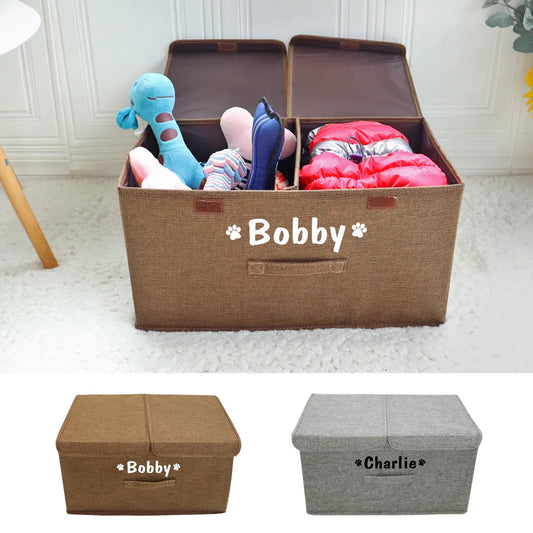 Custom Collapsible Dog Pet Toy Box Dog Accessory Storage Bin with Handles Pet Organizer Storage Basket