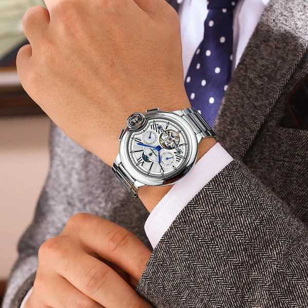 Reloj de lujo para hombre, Tourbillon hueco, reloj mecánico automático para hombre.