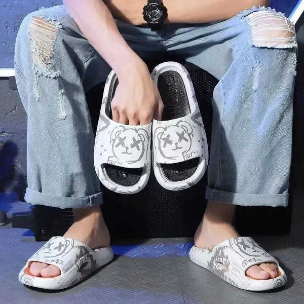Cartoon Pattern Outdoor Street Beach Anti Slip Shoes Women's Slippers