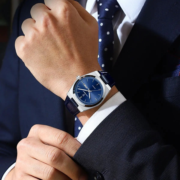 Reloj de cuarzo resistente al agua luminoso con fecha y semana para hombre + caja