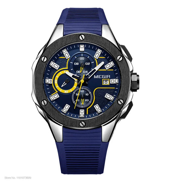 Men's Sports Chronograph Quartz Watches Silicone Strap Luminous Waterproof Army Military Wristwatch