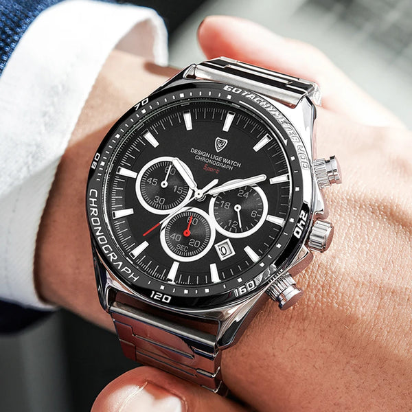Reloj de lujo resistente al agua para hombre, cronógrafo deportivo militar de moda para negocios y pulsera.