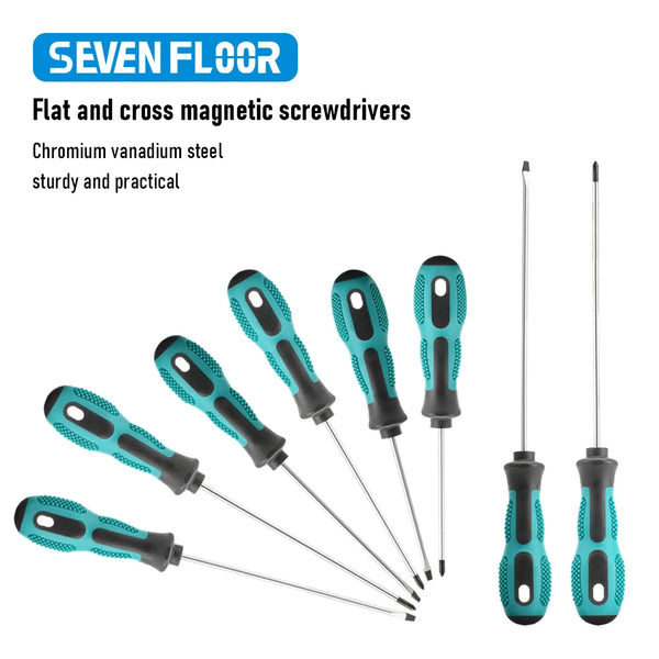 1 PC  Magnetic  Screwdriver Round Shaft Non Slip Comfortable Handle Flat Cross Screwdriver