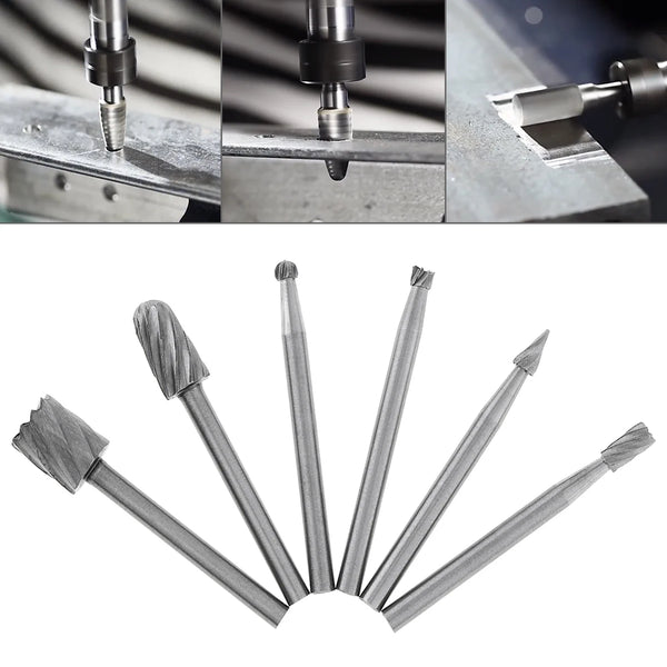 6pcs/set Rotary Rasp High Speed Steel Rotary Files Set with 3mm Shank Diameter Woodworking Tools
