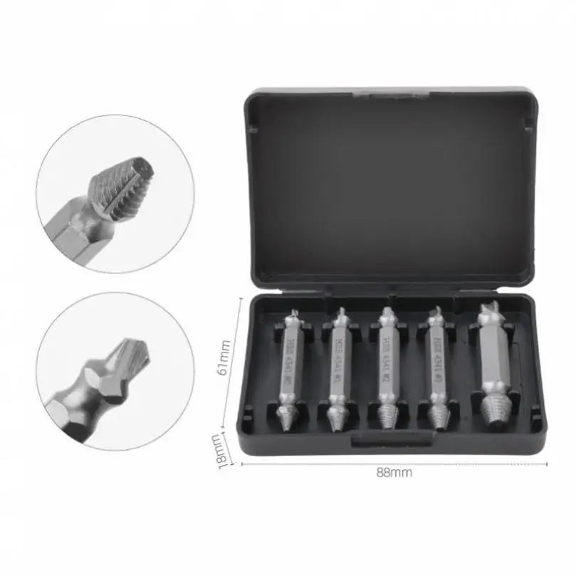 Screw Extractor 5pcs Double Head Screw Damage Extractor Drill Hole Take Out Dual Tool Set