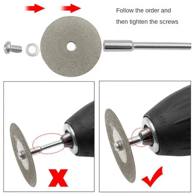 1 Set Cutting Wheel Set for Rotary Tool with 16-60mm Diamond Cutting Discs 2Arbor Shaft Blade Drill Bits