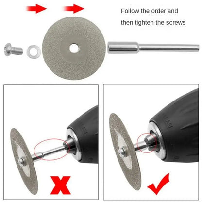 1 Set Cutting Wheel Set for Rotary Tool with 16-60mm Diamond Cutting Discs 2Arbor Shaft Blade Drill Bits