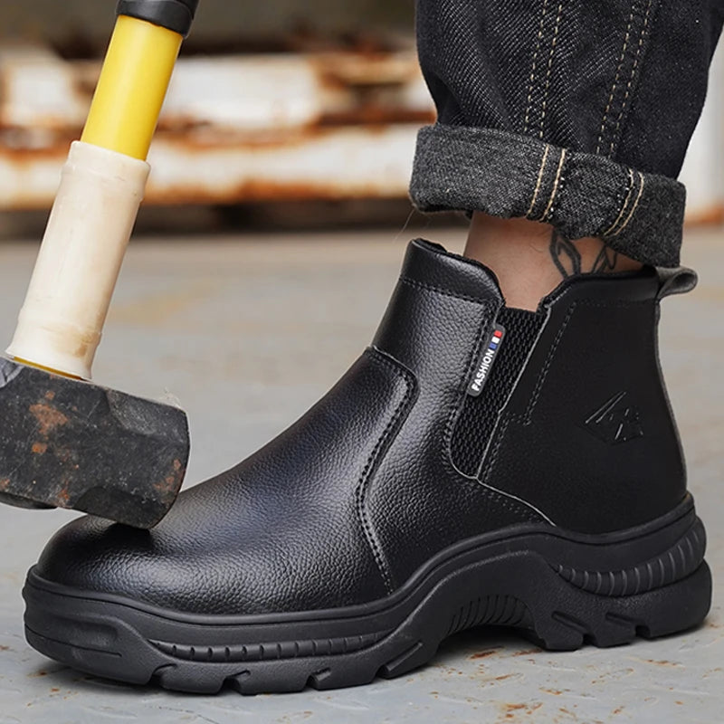 Quality Leather Boots Men Safety Shoes Waterproof Work Boots Safety Steel Toe Shoes