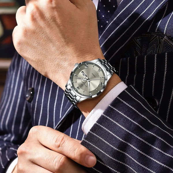 Reloj de pulsera de lujo para hombre, resistente al agua, luminoso, con fecha y semana
