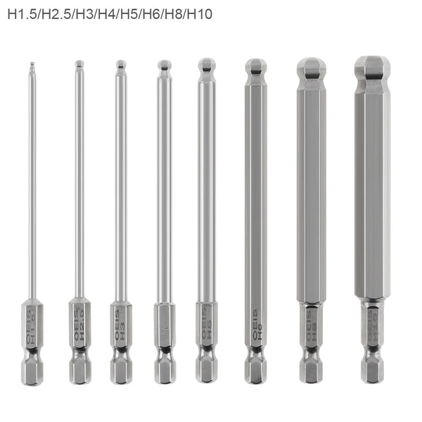 8Pcs/Set H1.5 H2.5 H3 H4 H5 H6 H8 H10 Ball End Hex Screwdriver Bits Set