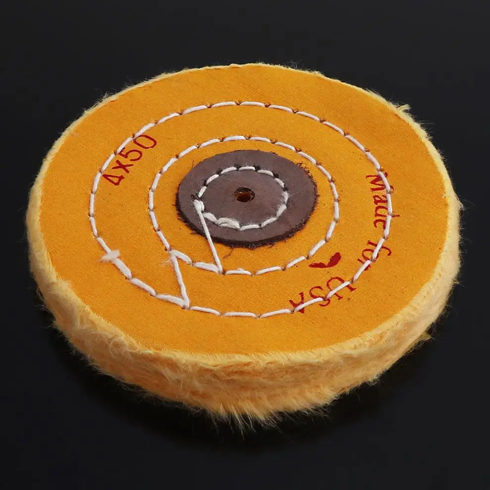 4 Inch T-shaped Yellow Cotton Cloth Polishing Wheel Flannel Mirror Polishing Buffer Cotton Pad 5mm Hole