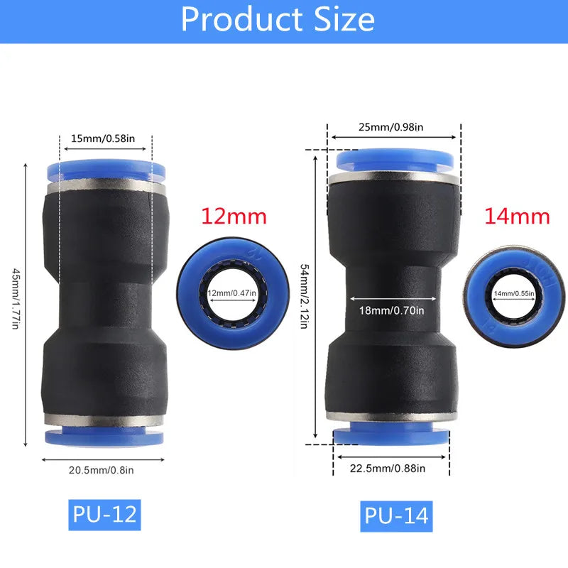 10PCS Pneumatic Fitting Pipe Connector Tube Air Quick Fittings Water Push In Hose Couping
