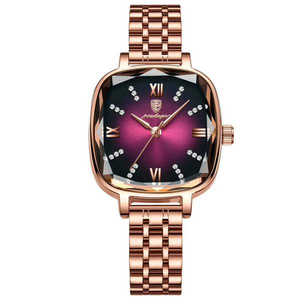 Luxury Women Watch Stainless Steel Square Waterproof Quartz Ladies Wrist Watches