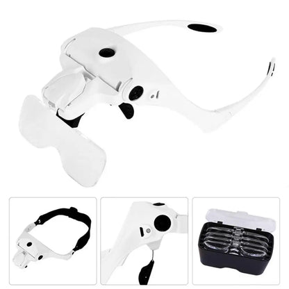 Headband Magnifier Glasses for Jewelry Reading Coin Stamp LED Rechargeable