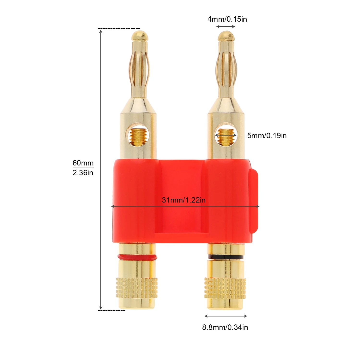 Banana Plug Gold Plated Connector Speaker Plug with Dual Terminals