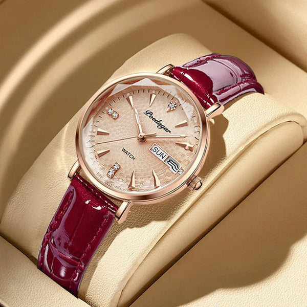 Luxury Fashion Ultra-thin Leather Belt Waterproof Luminous Quartz Wristwatch Female Clocks