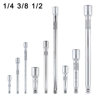 1/4 3/8 1/2 Socket Ratchet Wrench Extension Bar 50/75/100/125/150/250mm
