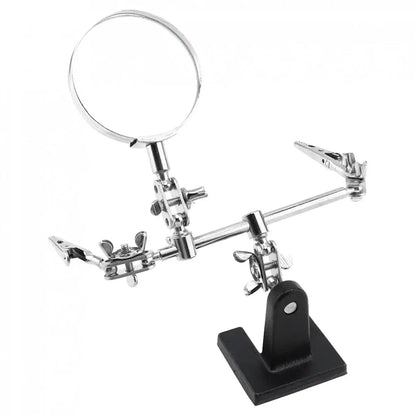 Adjustable 2-1/ 2 in 5X Glass Lens Magnifier Standing Auxiliary Clip Magnifying Glass