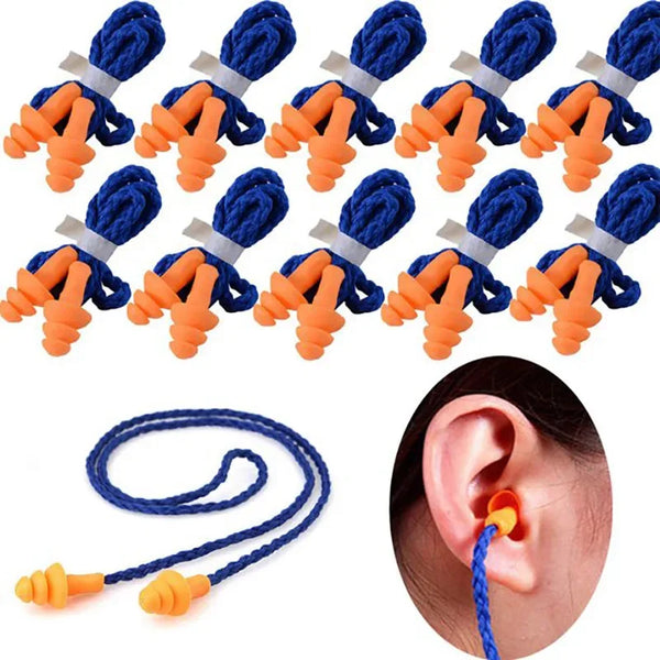 10Pcs Soft Silicone Corded Ear Plug Protector