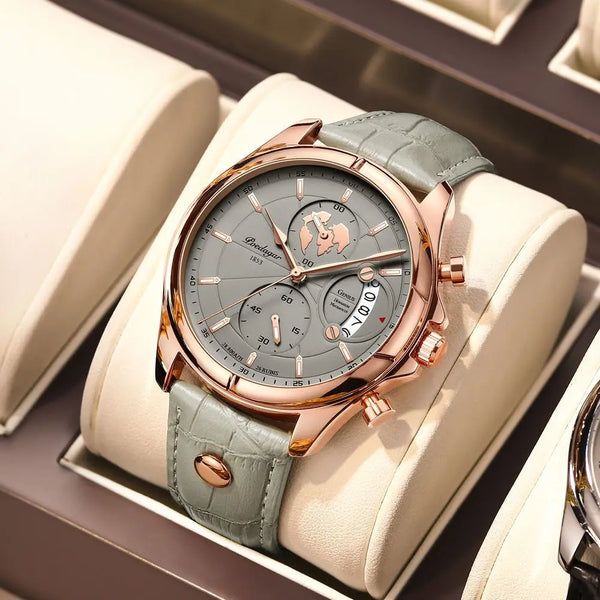 Creative Chronograph Leather Strap Date Waterproof Men's Watches