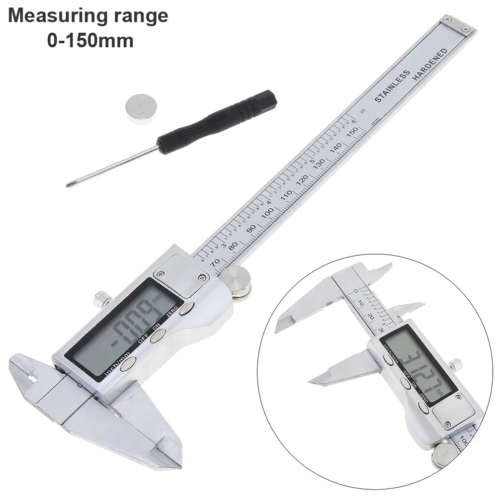 150mm Stainless Steel Electronic Digital Vernier Caliper WIth Screwdriver W Type Box Mini Ruler