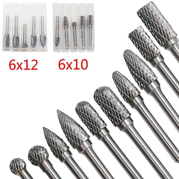 5pcs 6mm-12mm Rotary File Set Tungsten Steel Carbide Burr Bit