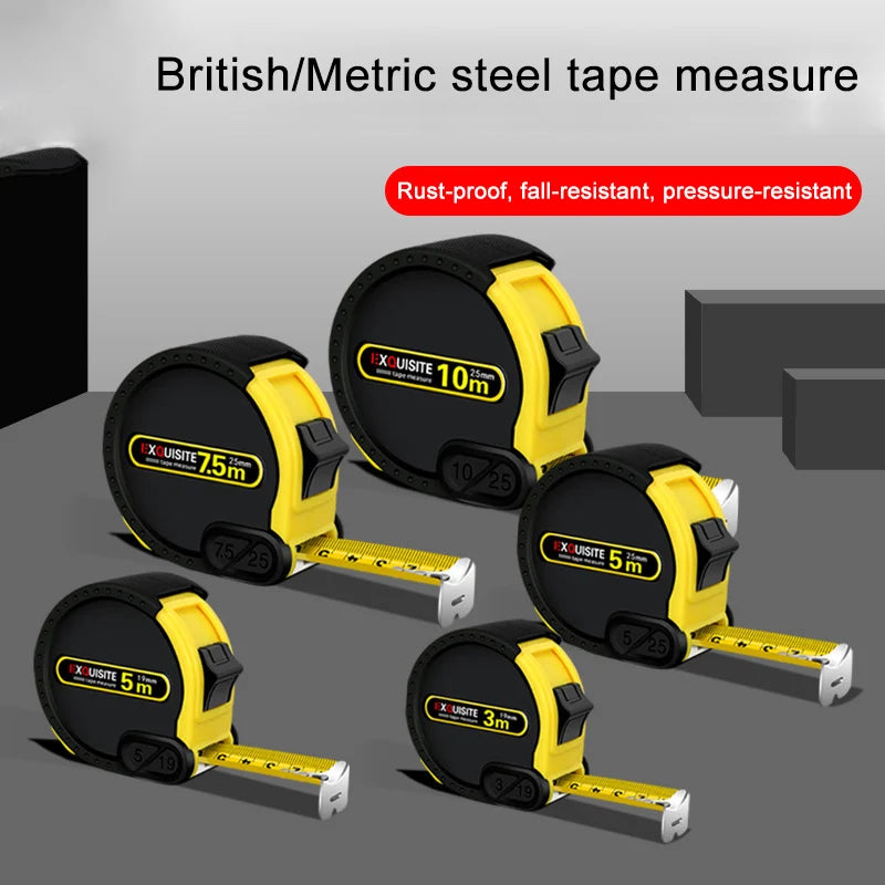 Steel Tape Measure 3 / 5 / 7.5 / 10 Meters Thickened Self-locking Rubberized Band Tape Precise Ruler