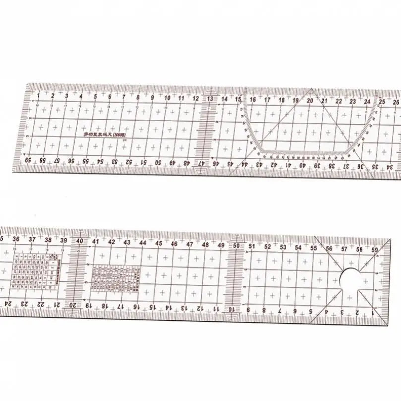 2pcs 60cm Plastic Double Side Metric Straight Ruler Transparent Yardstick Patchwork Cloth Cutting Rulers