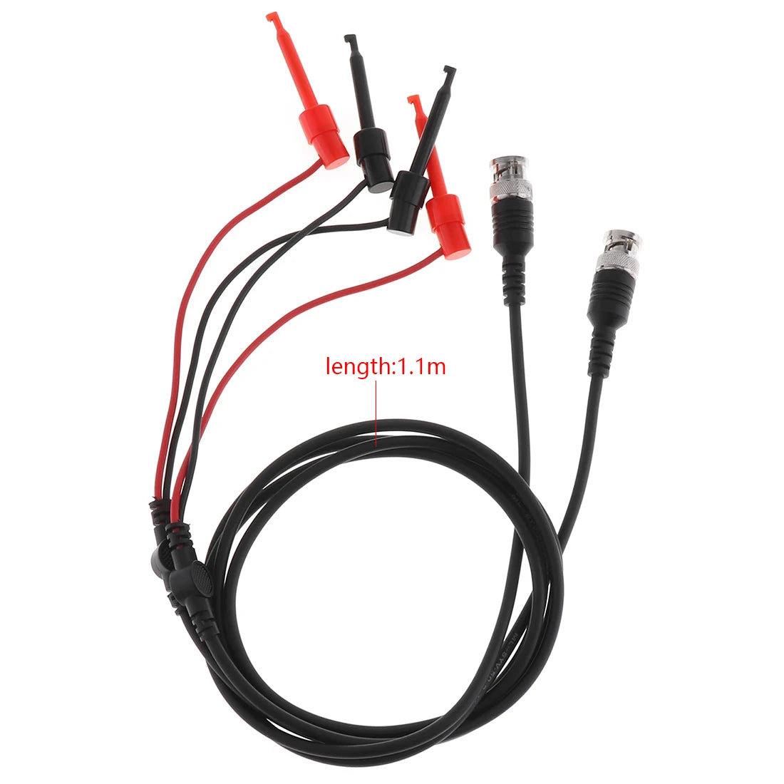 2pcs/lot BNC Male Plug Q9 to Dual Testing Hook Clip Test Leads Probe Coaxial Cable Line