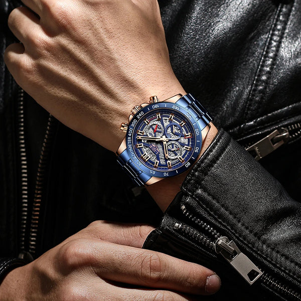 Relojes de lujo de moda para hombre, relojes huecos, deportivos, impermeables, de cuarzo, cronógrafos de pulsera.