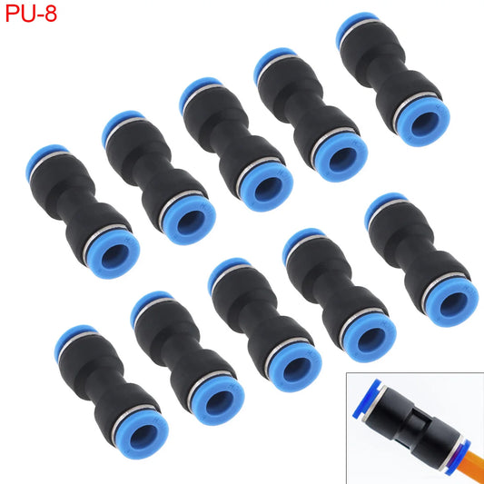 10PCS/lot 8MM PU-8 Plastic Straight Through Quick Connector Pneumatic Insertion Air Tube