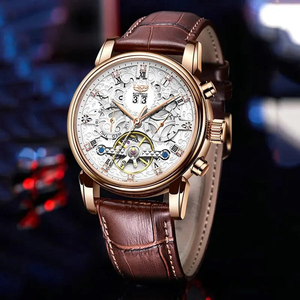 Reloj Tourbillon de lujo para hombre, reloj de negocios de moda para hombre.