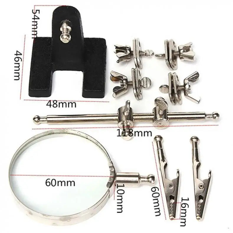 Adjustable 2-1/ 2 in 5X Glass Lens Magnifier Standing Auxiliary Clip Magnifying Glass