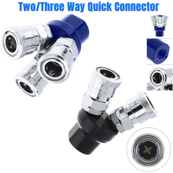 High Speed Steel Pneumatic Fittings 2Way 3Way 1/4" Air Hose Quick Connector