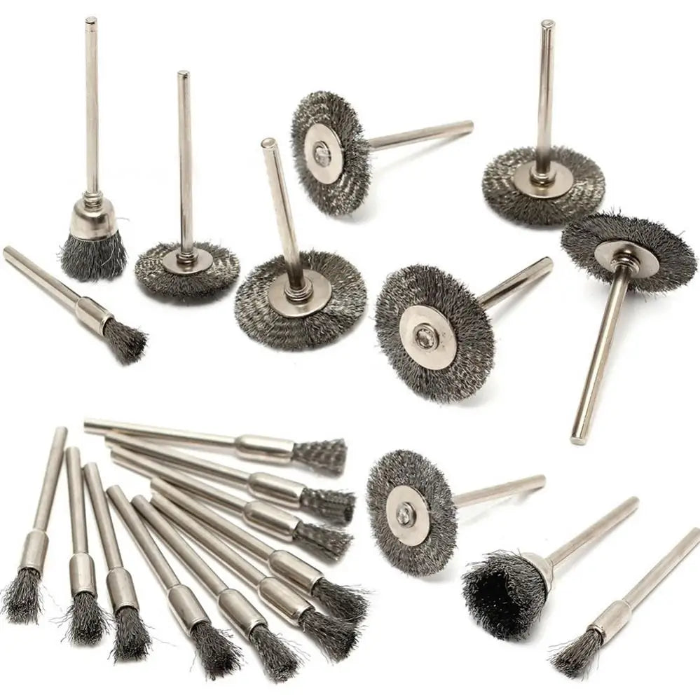 20pcs Stainless Steel Wheel Brushes Rotary Tool with Handle