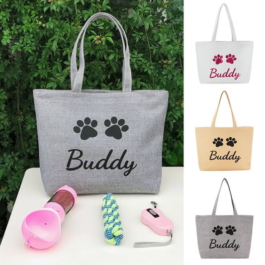 Custom Canvas Dog Tote Bag Personalized Dog Travel Bag With Your Pet's Name For Dogs Outdoor